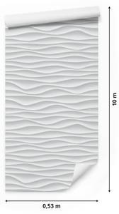 Papier Peint VAGUES Motifs Géométriques Gris - Blanc - Papier - Textile - 53 x 1000 x 1000 cm
