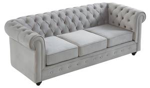 Couchgarnitur CHESTERFIELD 3er-Set Hellgrau