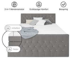 Boxspringbett MARDIN mit Bettkasten Grau - Breite: 180 cm