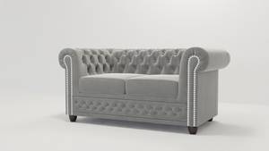 Sofa Karl, 2 sitzer, Chesterfield Grau