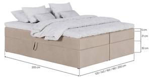 Boxspringbett ohne Kopfteil Simple Creme - Cremeweiß - Breite: 160 cm - H4