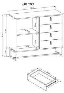 Sideboard DARK SB103 1D4D Beige - Holzwerkstoff - Kunststoff - 103 x 89 x 39 cm