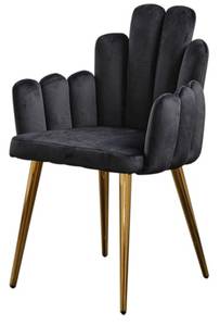 Chaise FREJA Velvet pied or Noir