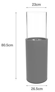 Standkamin Bodenkamin Ethanolkamin Grau - Glas - Metall - Stein - 27 x 81 x 27 cm