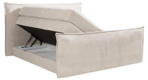 Lit boxspring RHODA Blanc - Textile - 127 x 200 x 215 cm