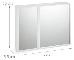 Spiegelschrank 2-türig Silber - Weiß - Holzwerkstoff - Glas - 65 x 50 x 16 cm