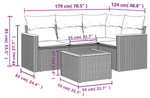 Gartensitzgruppe K5239(5-tlg) Grau - Massivholz - 69 x 62 x 62 cm