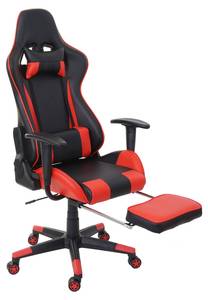 Chaise de bureau D25 Noir - Rouge - Cuir synthétique - 67 x 139 x 68 cm