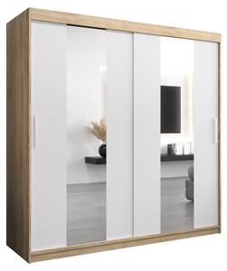 Armoire à portes coulissantes Pole Imitation chêne de Sonoma - Blanc - Largeur : 200 cm - 2 porte