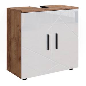 Meuble sous vasque simple Irma 40509 Blanc brillant - Imitation chêne truffier de sonoma