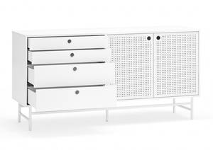 Buffet design Punto Blanc - En partie en bois massif - 150 x 77 x 47 cm