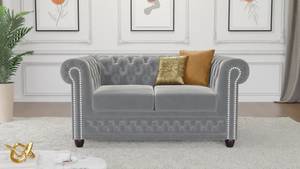 Sofa Karl, 2 sitzer, Chesterfield Grau