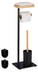 WC Garnitur Bambus & Eisen Schwarz - Braun - Bambus - Metall - Kunststoff - 22 x 65 x 18 cm