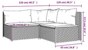 Garten-Lounge-Set 3029628-2 (3-teilig) Grau