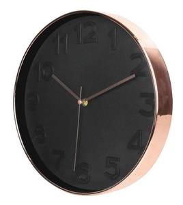 Horloge ronde noire et cuivrée 30.5 cm Matière plastique - 31 x 31 x 5 cm