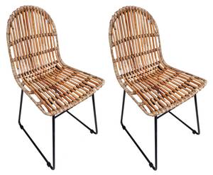 Stuhl Tom Tailor V 2er Set Braun - Rattan - 50 x 85 x 60 cm