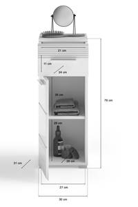 Standschrank Weiß Hochglanzfronten Weiß - Holzwerkstoff - 30 x 80 x 31 cm