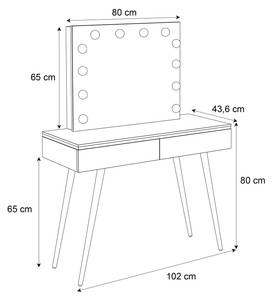 Schminktisch AURORA-S ELITE Weiß - Holzwerkstoff - 102 x 80 x 44 cm