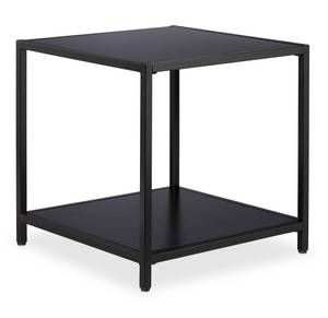 Table d'appoint avec verre noir Noir - Bois manufacturé - Verre - Métal - 50 x 50 x 50 cm