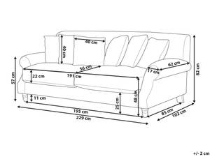 3-Sitzer Sofa EIKE Cremeweiß - Eiche Dunkel - Weiß - Naturfaser