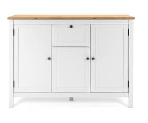 Buffet 3 portes 1 tiroir L120 cm Bergen Blanc / Imitation chêne artisan