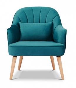 Fauteuil scandinave - LOUKIA Bleu - En partie en bois massif - 70 x 82 x 70 cm