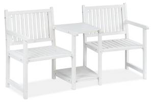 Banc de jardin avec table blanc Blanc - Bois manufacturé - 161 x 86 x 61 cm