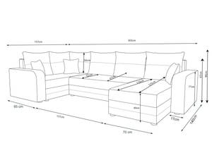 Ecksofa HEWLI-LONG Grau - Holzwerkstoff - 303 x 90 x 157 cm