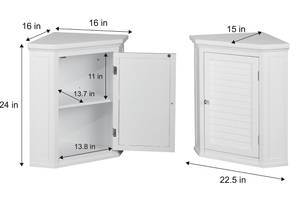 Badezimmerschrank, Wandschrankecke Weiß - Holzwerkstoff - Massivholz - 39 x 61 x 58 cm