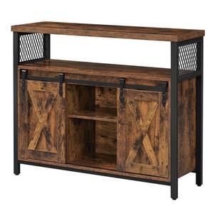 Sideboard mit Schiebetüren Schwarz - Holzwerkstoff - 33 x 80 x 100 cm