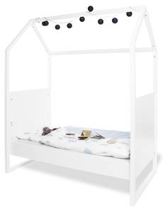 Lit maison Hilda , blanc Blanc - Bois manufacturé - 82 x 175 x 147 cm