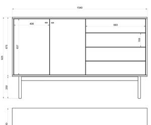 Sideboard OLAR Braun - Holzwerkstoff - 154 x 93 x 38 cm