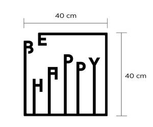 Wall Art Happy Noir - Métal - 40 x 40 x 1 cm