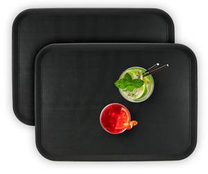 Lot de 2 plateaux de service 56 x 41 cm Noir - Matière plastique - 56 x 2 x 41 cm