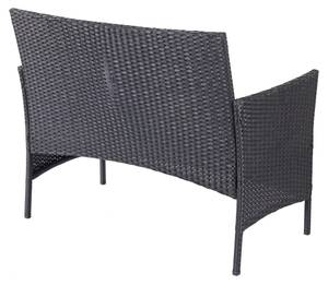 Poly-Rattan Garnitur D82 (4-teilig) Schwarz - Cremeweiß