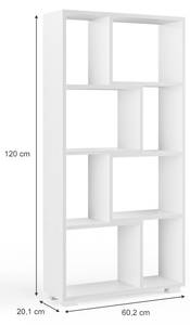 Etagère Domus blanc & 8 compartiments Blanc - Bois manufacturé - 60 x 120 x 20 cm