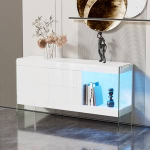 LED-Sideboard Neptunus Ⅲ Weiß - Holzwerkstoff - Metall - Massivholz - Holzart/Dekor - 35 x 74 x 140 cm