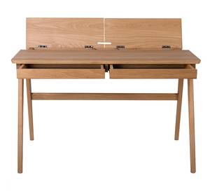 Bureau en chêne 2 tiroirs bois clair Marron - En partie en bois massif - 120 x 75 x 70 cm