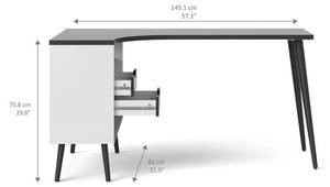 Schreibtisch Napoli Schwarz - Weiß - Holz teilmassiv - 145 x 76 x 81 cm