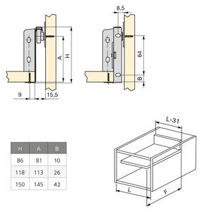 Emuca Schublade für Küche und Badezimmer Grau - Metall - 27 x 14 x 30 cm