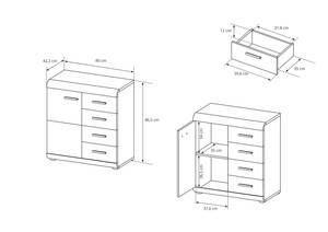 Commode LINK 80 Beige - Bois manufacturé - Matière plastique - 80 x 87 x 42 cm