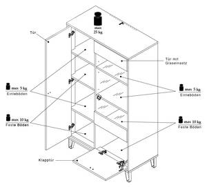 Vitrine TIRION C Braun - Weiß - Holzwerkstoff - 85 x 148 x 40 cm