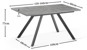 Table à manger LIA Imitation chêne de sable - Noir - 77 x 80 cm