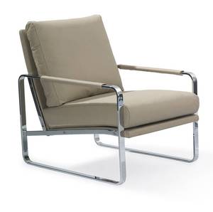 Fauteuil en similicuir et pieds en acier Gris - Cuir synthétique - Textile - 67 x 89 x 100 cm