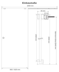 Glasschiebetür Vollsatiniert aus 8mm ESG Schwarz - Glas - 90 x 205 x 0 cm