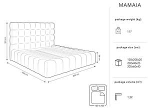 Bett mit Box und Kopfteil MAMAIA Hochglanz Nachtblau