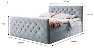 Boxspringbett MOLIE Hellgrau - Breite: 142 cm