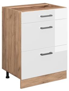 Küchenschrank mit Schublade R-Line 45832 Hochglanz Weiß - Sonoma Eiche Trüffel Dekor - 60 x 82 x 60 cm