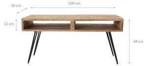 Table basse 100x50x49cm nature/noir Bois massif - 50 x 49 x 100 cm