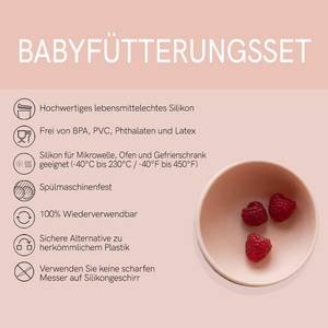 Saugnapf Schüssel Set + Löffel Pink - Naturfaser - 12 x 5 x 12 cm